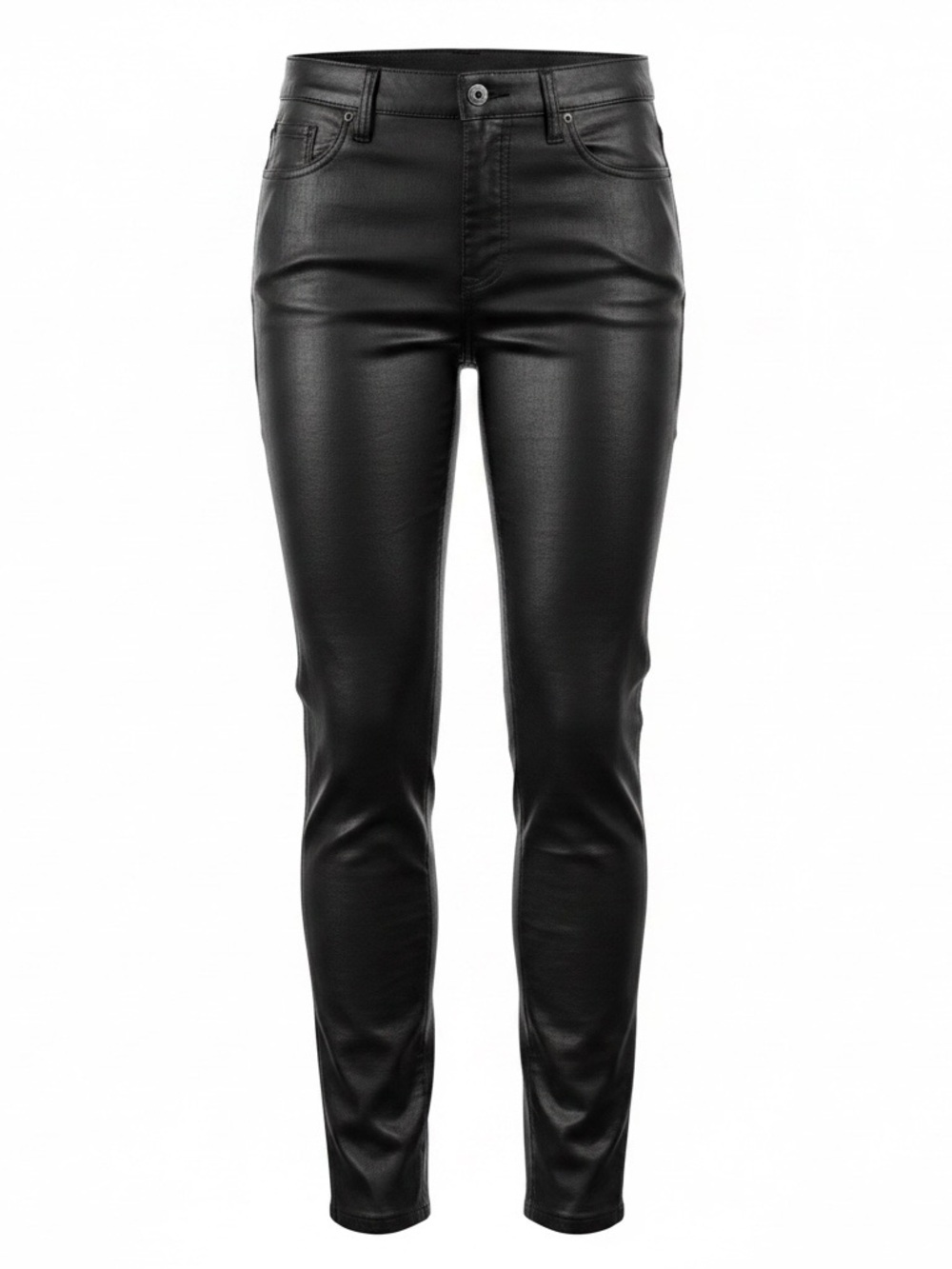 DKNY JEANS Women's Straight-Leg Jean/Jegging Size 30 Black Stretch Coated